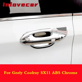Par Geely Coolray sx11 2018-2020 ārpuses roktura rāmis melns, Automašīnas durvju rokturi bļodā Chrome stils vāka apdare piederumi