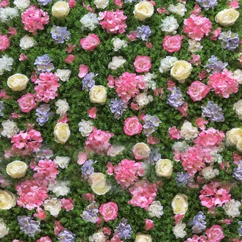 2018 Jaunas Ielidošanas zāles zaļā baby rozā roze ar Hydrangea kāzu ziedu sienas ziedu fona, Kāzu dekorēšana
