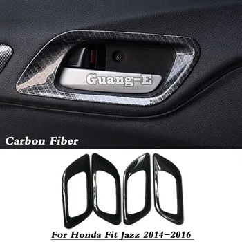 Auto Stils Cover Stick Melns, ABS Chrome Durvju Iekšējo Uzcelta Rīkoties Bļodā Rāmis 4gab Honda FIT DŽEZA 2014 2015 2016