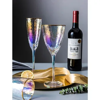 Krāsains Jonu Zelta Malu Kristāla Goblet Martini Vīna Glāzi Romantiskas Vakariņas Sveču Gaismā, Kāzu Šampanieša Flautas Glāzes Alus Krūze