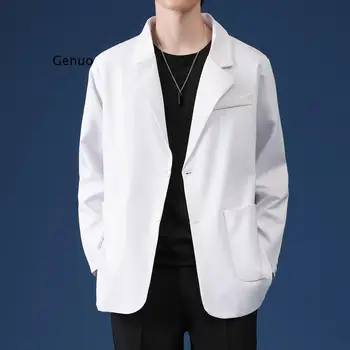 Žakete Vīriešu Lielgabarīta Pavasara Rudens Korejas Modes Gadījuma Uzvalks Jaka Streetwear Apģērbs Vīriešu Vienu Krūtīm, Žakete Viegls