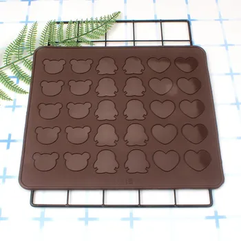 Macaron Silikona Placemat Cepšanas Mat 30 Caurumi Non-stick DIY Cepums Deserta Kūka Pelējuma Krāsns Cepšanas Pad Virtuves Piederumi