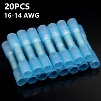 20PCS Zilā Ūdensizturīgs Siltuma Sarukt Spailes Izolētas Muca Elektrisko Vadu Cemme Spailes Savienotājs 16-14 AWG 1.5-2.5mm2