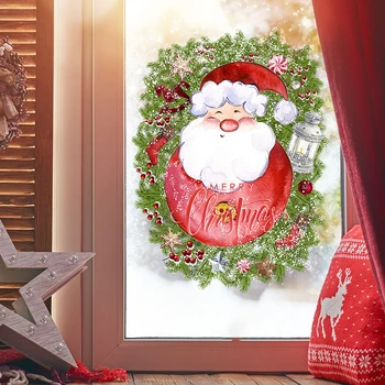 Priecīgus Ziemassvētkus Viltus Kamīns Ar Uguni Ziemassvētku Dāvanu Sienas Uzlīmes Dzīvojamā Istaba Virtuve Istaba Mājās Dekoratīvās Uzlīmes, Dekori