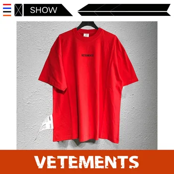 VETEMENTS francijas Ielu votements īsām piedurknēm T-krekls VTM wittemine lielajam īsām piedurknēm gadījuma brīvs T-krekls