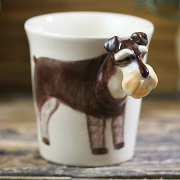 radošā Schnauzer Suns Kafijas Tasi personalizētu funny dzīvnieku Krūze 3D multiplikācijas filmu dāvanu kausa gudrs suns Krūze akrobāts ar salmu krūze tējas tase