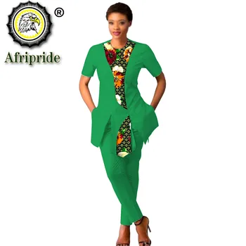 Āfrikas 2 Gabals, kas Sievietēm Dashiki Drukāt Kultūraugu Top un Ankaras Bikses Uzvalka ar Īsām Piedurknēm Blūze Tradicionālajiem Tērpiem S2026031