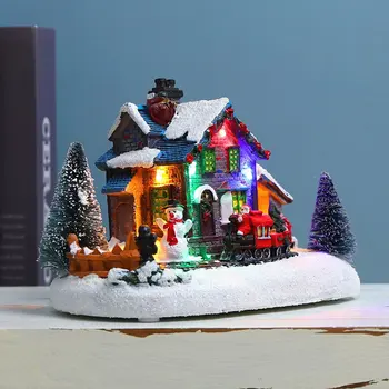 Jaunais LED Krāsu Gaismas Snow View House Apdares Gaismas Namā Ziemassvētku Rotājumu Svētku Dāvanu Māja Decoraction Bērniem Dāvanas