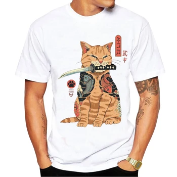 Vīriešu T Krekls Ikdienas Īsās Piedurknes Kaķis Drukāt Anime Vasaras T-Krekls Atdzist Vasaras Top Tees