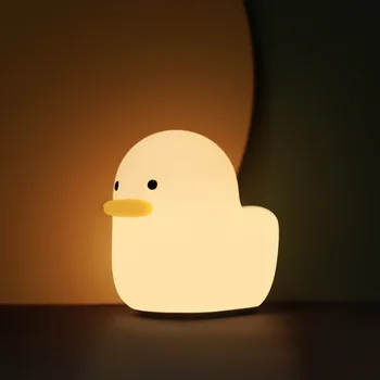 Gudrs Nakts Gaisma Silikona Soft Touch Sensors Dzīvnieku Pīļu LED Nakts Lampa, Lai Bērnu Bērnu Bērnu Guļamistabā Dekoratīvā